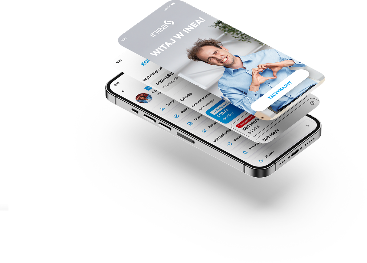 Mockup aplikacji mobilnej Moja Inea